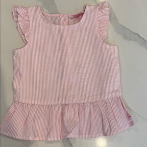 Ruffle Butts Girls Size 6 Light Pink Seersucker Striped Blouse